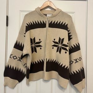 knit zip up cozy sweater